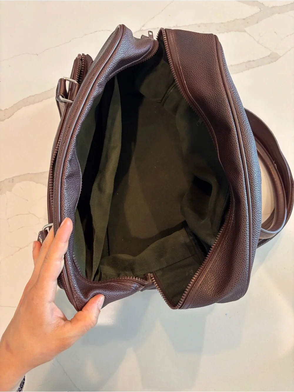 Fred Perry Brown Pebble-Grain Duffel with Laurel Logo